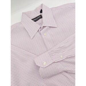 Kenneth Gordon Mens Pink Stripe Dress Shirt 16x33 Made in USA Cotton Regular Fit